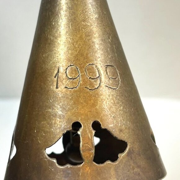 VTG 1999 Handmade Silverplated Christmas Bell Red Bow 5" Tall - Picture 2 of 15